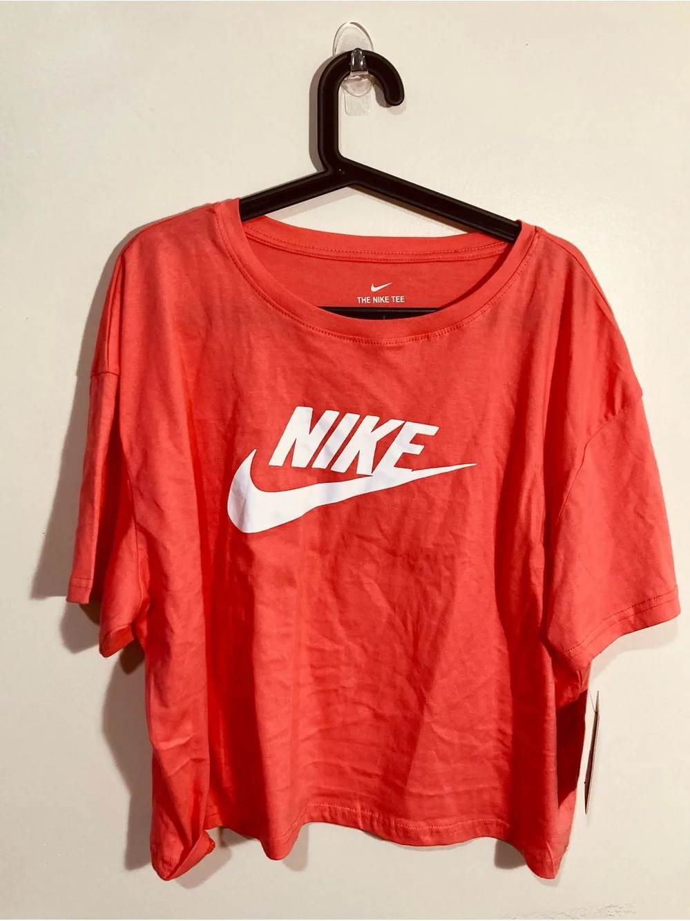 Nike The Nike Tee Womens 3XL Coral Short Sleeve Cutoff Logo T-Shirt NEW